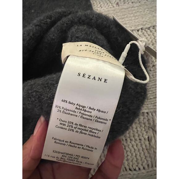 La Maille Sezane Côme Hooded Scarf in Charcoal Grey NWT✨ - Picture 6 of 7